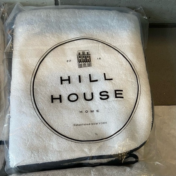 Hill House Home - Set of 8 - Marella Towels Handx4+Washclothx4 White wBlackTrim - Picture 4 of 12